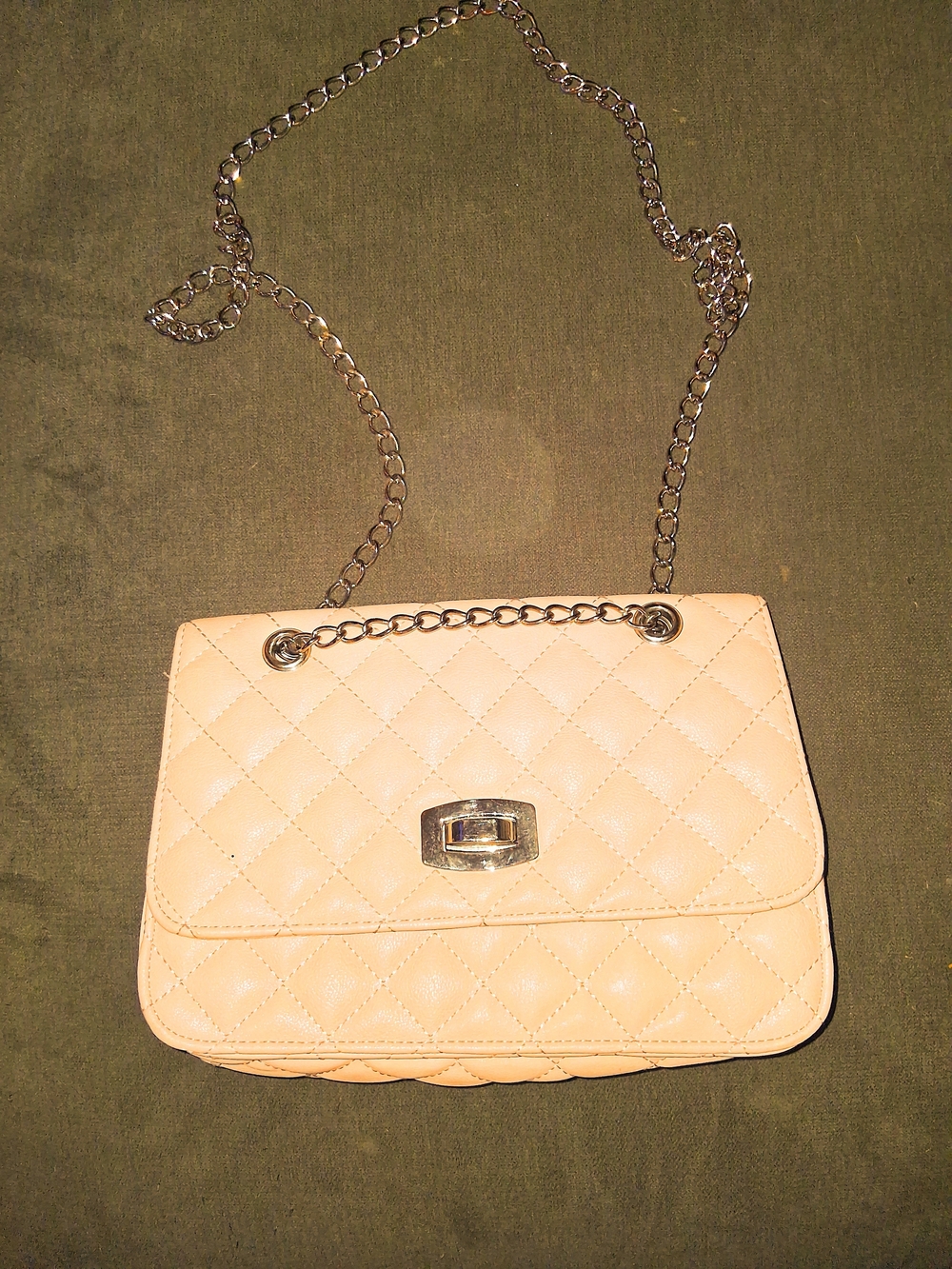 Express Cream Quilted Chain-Strap Crossbody Bag